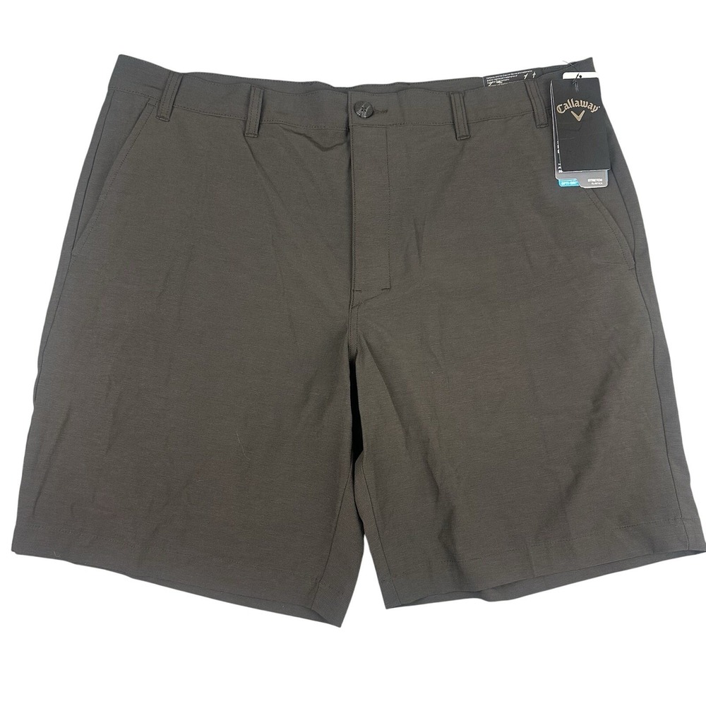Callaway Golf Shorts Mens 40 Brown Opti-Dri Stretch Performance Flat Front NWT